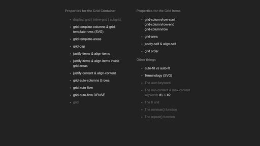 GRID table of contents - Script Codes