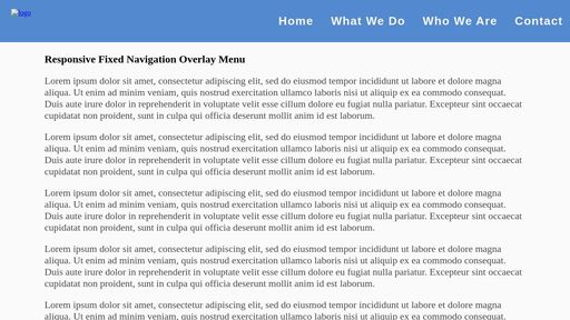 Responsive Fixed Navigation Overlay Menu - Script Codes