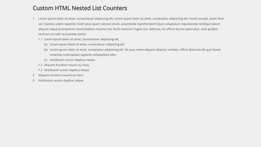 Custom HTML Nested List Counters - Script Codes