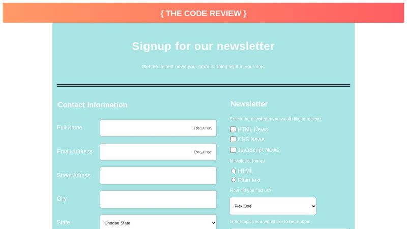 A responsive registration form