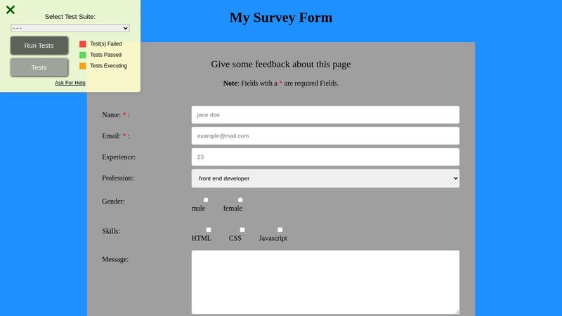 Survey form (HTML & CSS only)