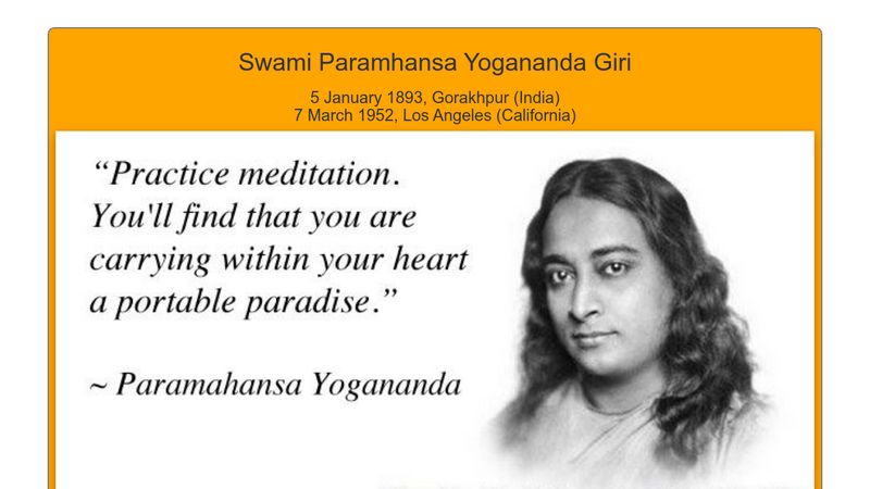 Yogananda Tribute Page