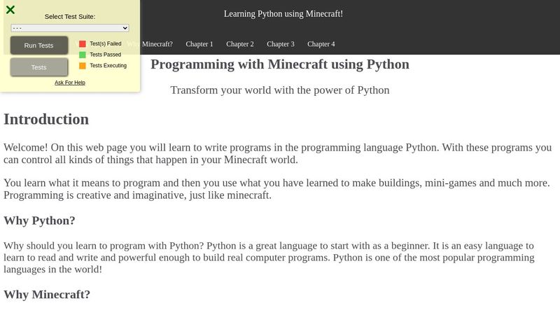 Learning Python using Minecraft