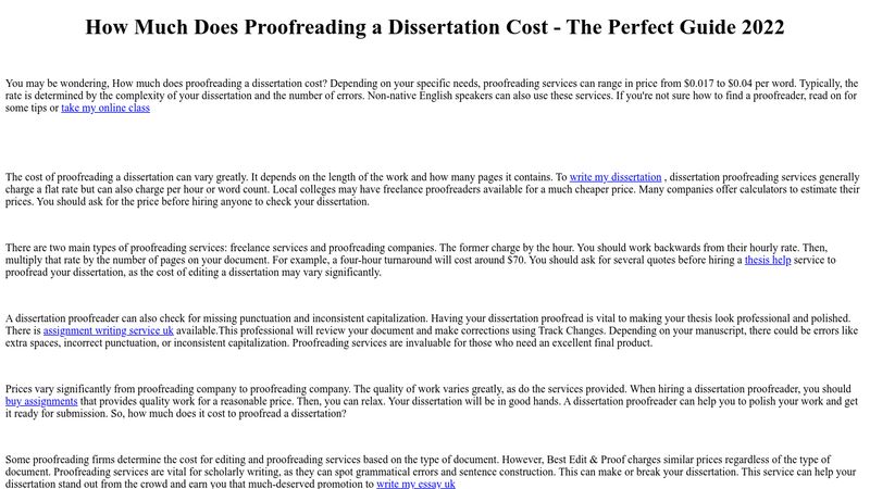 dissertation proofreading cost