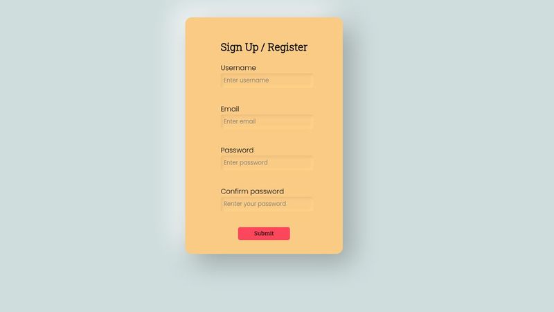 Simple HTML and CSS registration form