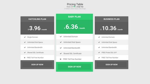 Flat Pricing Table - Script Codes