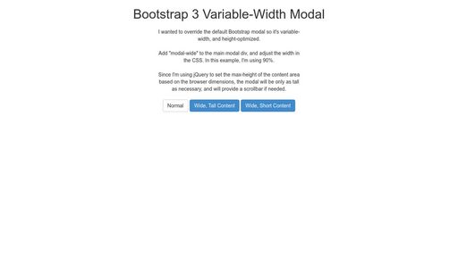Bootstrap 3 Variable-Width Modal - Script Codes