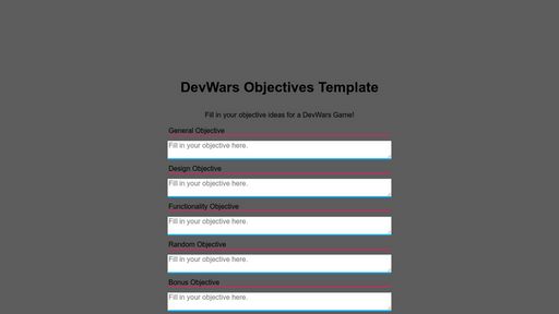 DevWars Objectives Template - Script Codes