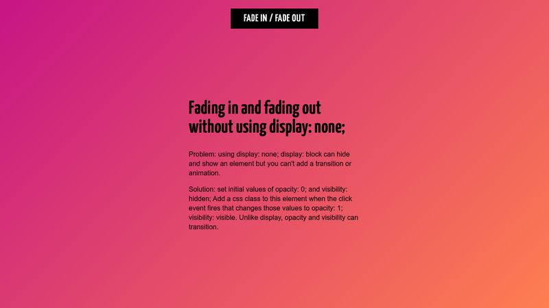 CodePen - Fade In / Fade Out without display: none;