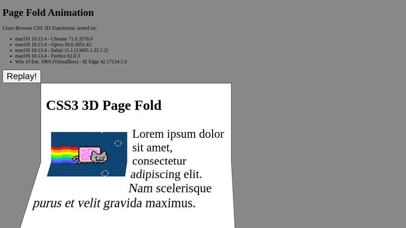 Page Fold CSS Animation (Cross Browser CSS 3D Transforms) Page Fold CSS Animation (Cross Browser CSS 3D Transforms)