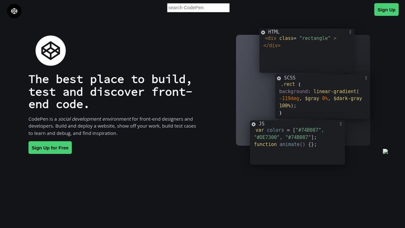 Codepen landing page