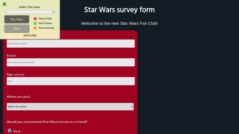 Star Wars Survey Form