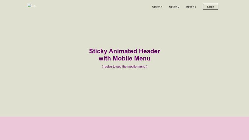 Sticky Animated Header with Mobile Menu