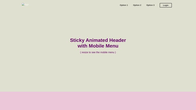 Sticky Animated Header with Mobile Menu Sticky Animated Header with Mobile Menu