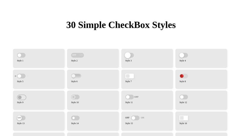 30 Different Checkbox Styles - CSS Only image.
