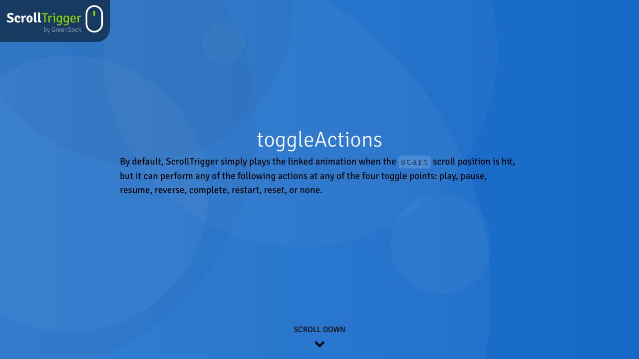 toggleActions - ScrollTrigger