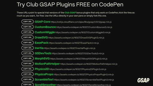 Club GreenSock Plugins - Script Codes