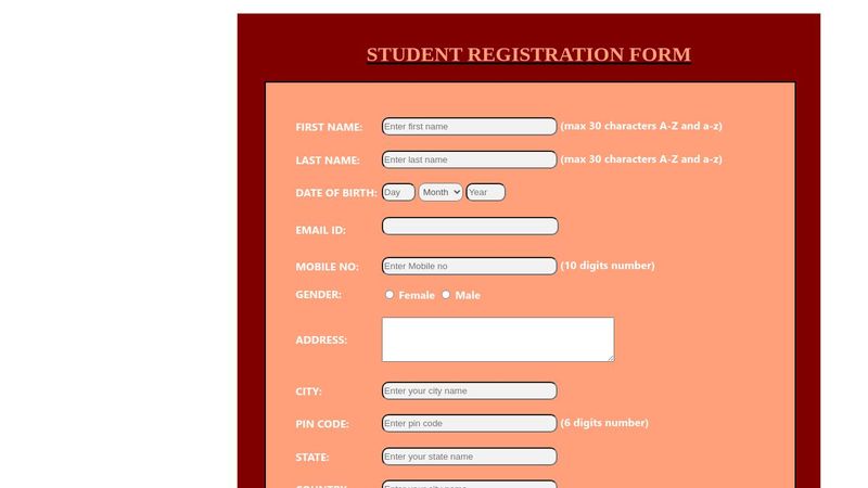 Registration Form with HTML and CSS