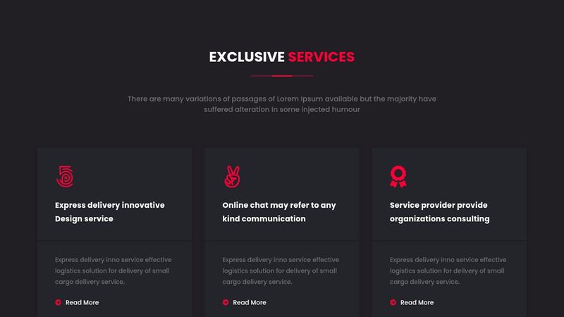 Services Section Using HTML , CSS , Bootstrap