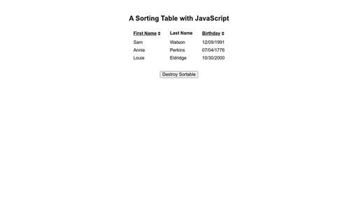 Sorting Table - JS - Script Codes