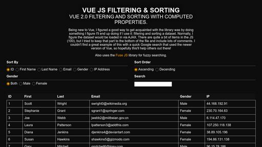 Vue JS Filtering - Script Codes