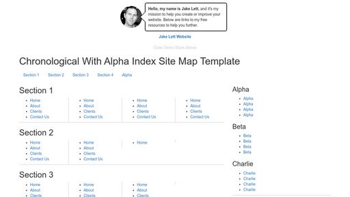 Bootstrap Sitemap Template - Alphabetical - Script Codes