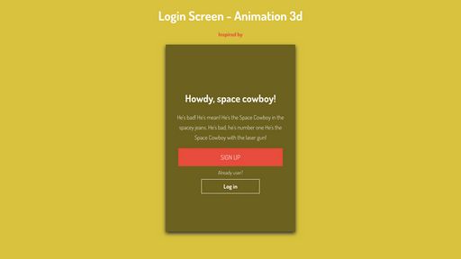 #DailyUI - Login Screen, Animation 3d - Script Codes