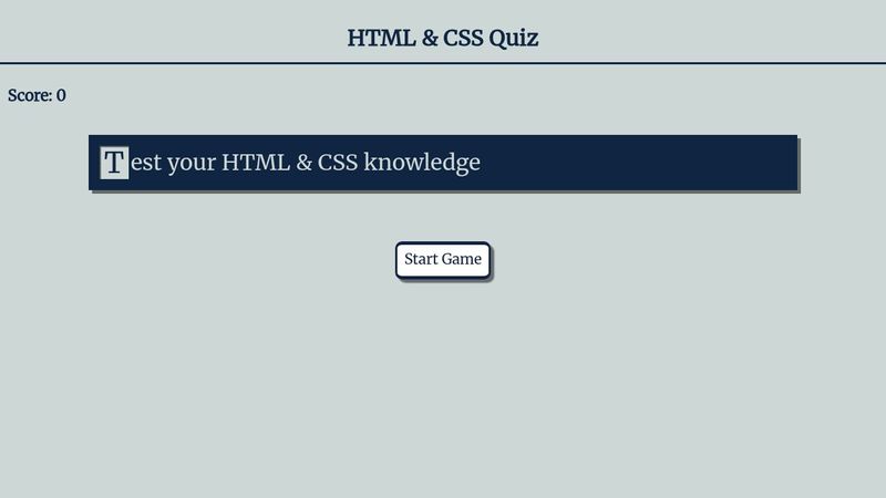 Learn HTML and CSS Quiz Game