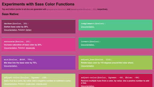 Experiments with Sass Color Functions - Script Codes
