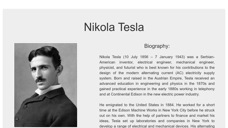 Tribute page: Nikola Tesla