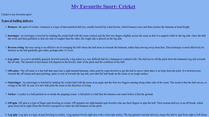 paragraph on my favourite sport cricket