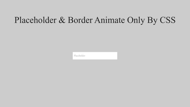 Placeholder and border animate only css