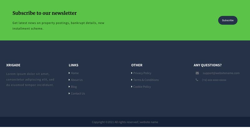 CodePen - Footer with newsletter section - Responsive