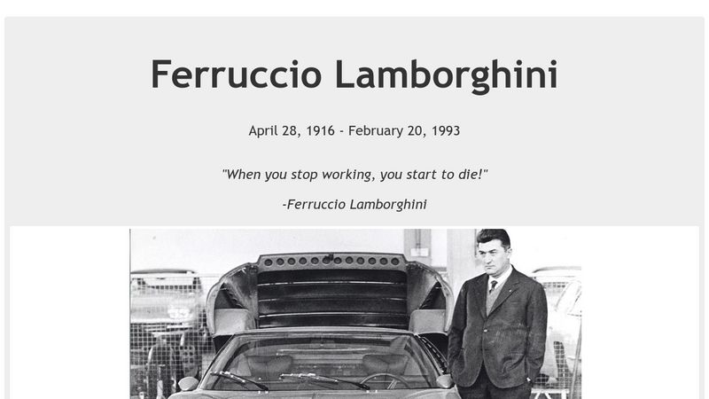 Ferruccio Lamborghini Tribute Page