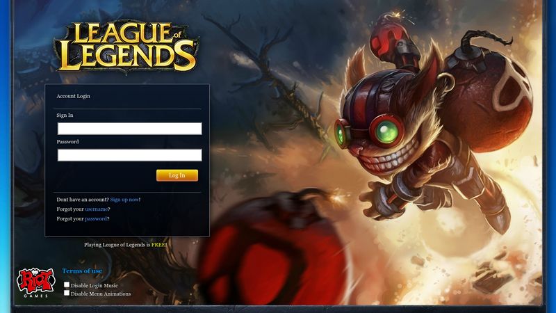 League of Legends login screen
