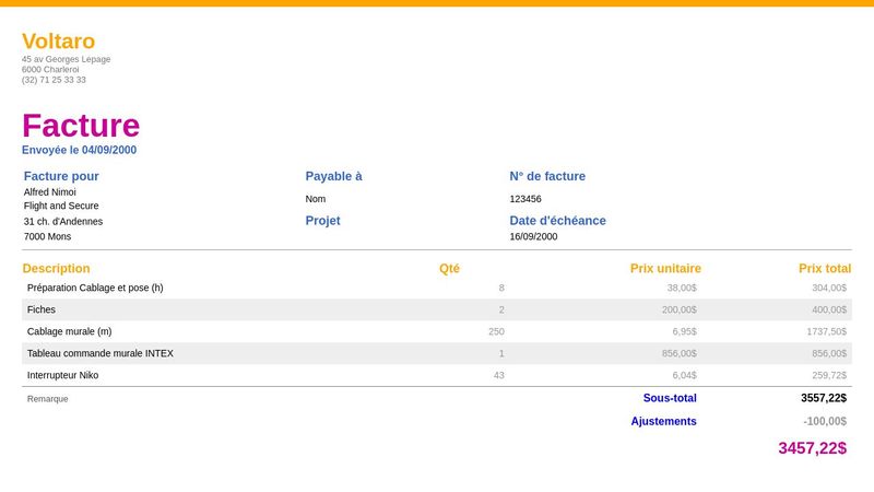 CEPEGRA - Exercice facture Table HTML/CSS