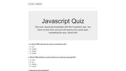 Javascript Quiz - Script Codes