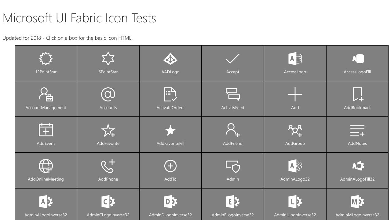 Office UI Fabric Icon Tests