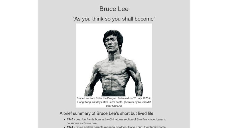 Bruce Lee TributePage