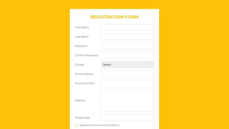 Registration Form in HTML and CSS