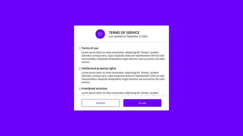Terms of Service Section In HTML and CSS