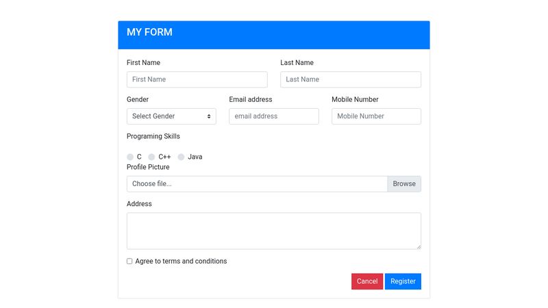 Student Form BootStrap