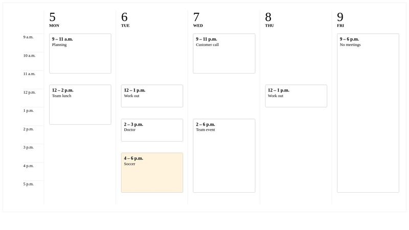 Calendar - week view