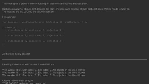 Web-worker workload levelling - Script Codes