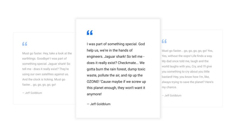 Testimonials with hover effect.