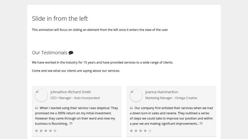 CSS Animations on Scroll - Slide in From Left CSS Animations on Scroll - Slide in From Left