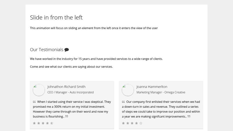 CSS Animations on Scroll - Slide in From Left CSS Animations on Scroll - Slide in From Left