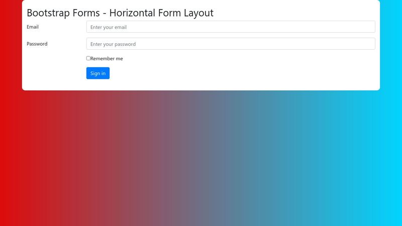 Bootstrap Forms - Horizontal Form Layout