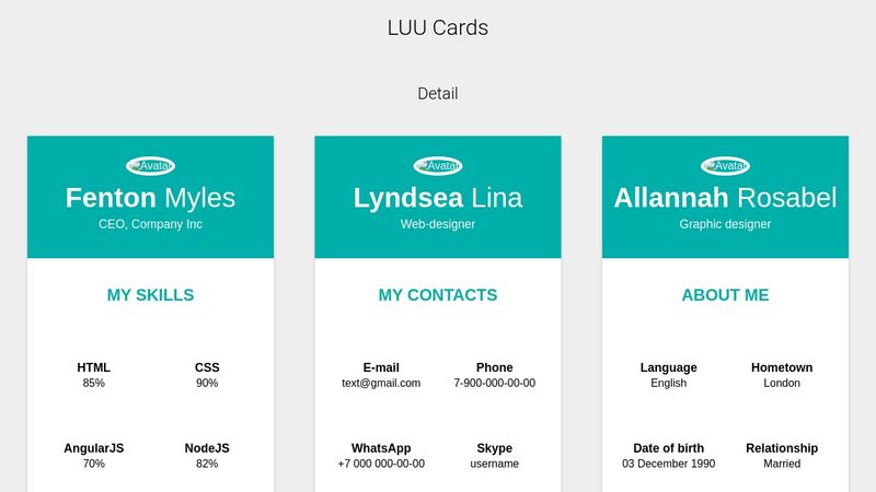 CSS User Cards in Material Design style