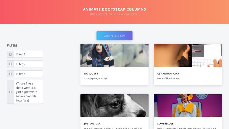 Animate a Bootstrap Grid (JS/CSS)